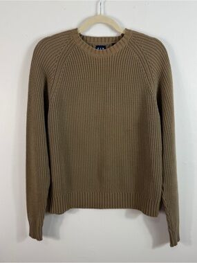 Vintage Gap 90s Shaker Knit Sweater Men's M Brown Fisherman Crew Neck Casual
